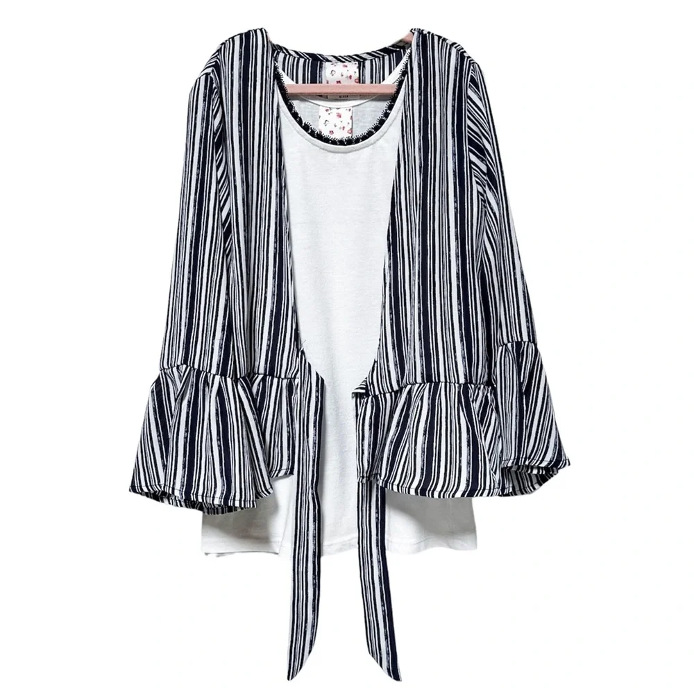 Belle Du Jour Tie Front Cardigan With Tank Top